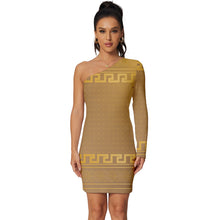 Load image into Gallery viewer, BRG Highest Gadoire Long Sleeve One Shoulder Mini Dress